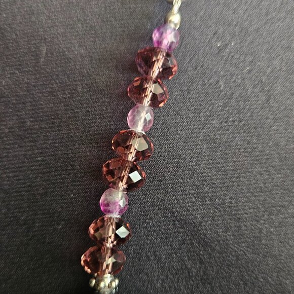 Hand Crafted Carved Amethyst Fluorite Necklace and Bracelet Ensemble - Picture 6 of 12